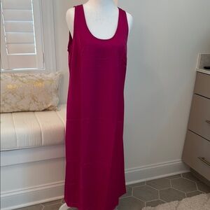 J. Crew Bold Pink long Silky Dress